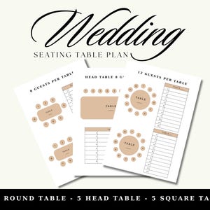 Printable Wedding Table Seating Chart Template, Event Table Seating Arrangement, Head Table Plans, Seat Map, Round Table Seating Planner