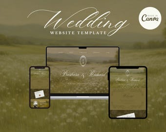 Fully Customizable Wedding Website, Old Money Wedding Website, Vintage Canva Template, Classic Bridal Site, Timeless Wedding Website