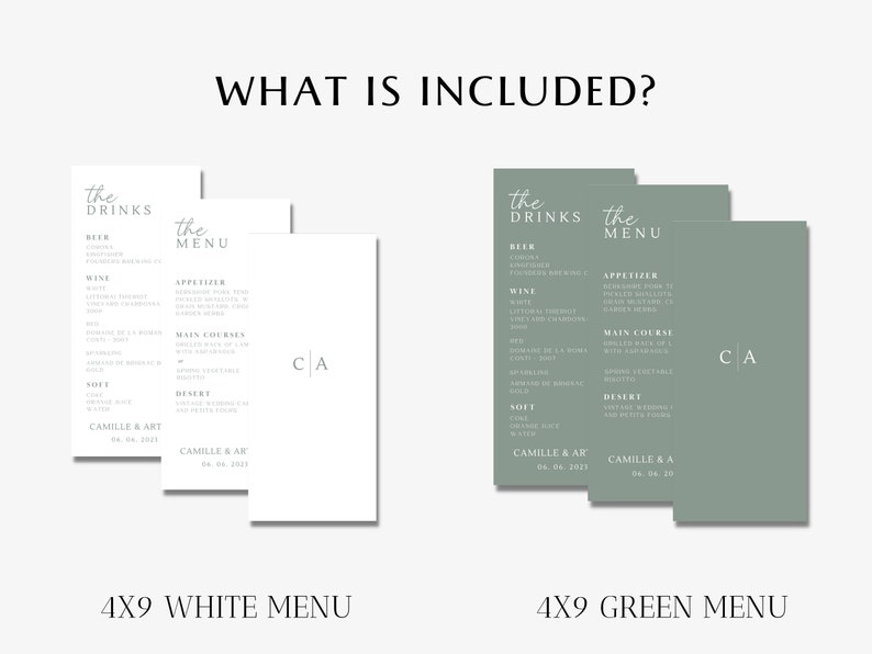Sage Green Wedding Menu Template Dinner Menu Template Sage Etsy
