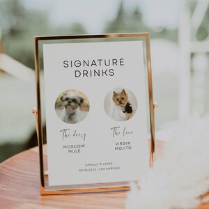 Dog Signature Drink Sign Template, Pet Printable Signature Drink Sign For Wedding, Dog Signature Cocktail Signs Instant Download | CLARA