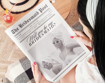 Large Newspaper Wedding Program, Canva Wedding Newspaper Template, Newspaper Club Tabloid Template, Folded Large Wedding Day Newspaper