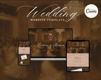 Fully Customizable Wedding Website, Old Money Wedding Website, Vintage Canva Template, Classic Bridal Site, Timeless Wedding Website
