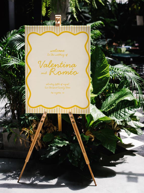 Panneau de Bienvenue Mariage Jaune Pastel, Panneau Mariage Minimaliste, Déco Mariage Printemps Été, Téléchargement Numérique | JUNE