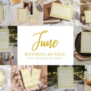 Set Papeterie Mariage Jaune Pastel, Papeterie mariage jaune pastel à imprimer, Save the Date Moderne,Plan de table, Panneau bienvenue | JUNE