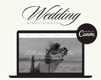 Wedding Website Template, Canva Wedding Website, Aesthetic Wedding Website , Save the date Minimal, Canva Template, Wedding Website