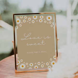 Love is Sweet Sign Template, Daisy Beige Bridal Shower Sign, Baby Shower Sign, Love is Sweet Wedding Sign, Bridal shower Sign | ANA