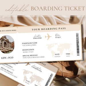 Modèle de carte d'embarquement, modèle de certificat-cadeau, cadeau d'invitation, chèque-cadeau, billet de vacances | PARIS