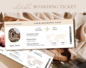 Boarding Pass Template, Gift Voucher, Boarding Ticket Template, Invitation Gift, Vacation Ticket, Gift for Her, Couple Gift | PARIS