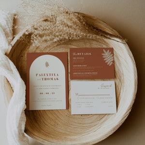 Faire part mariage, Invitation mariage, Invitation mariage terracotta, Invitation arche, Invitation florale, carte RSVP, détails, TERCH