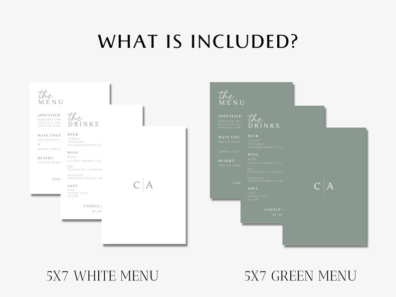 Sage Green Wedding Menu Template Dinner Menu Template Sage Etsy