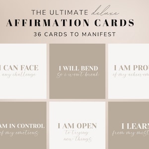 Jeu de cartes d'affirmation positive, Vision Board Printables, Cartes pour la loi de l'attraction, Kit de manifestation, Self Care Printable