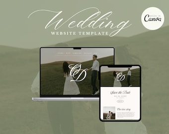 Fully Customizable Wedding Website, Old Money Wedding Website, Elegant Canva Template, Classic Bridal Site, Timeless Wedding Website