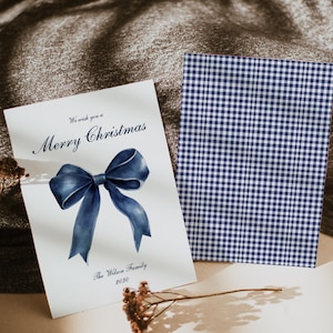 Modèle de carte de vœux imprimable, carte de Noël minimaliste, modèle de carte de Noël simple, carte Joyeuses Fêtes, cartede Noël | BLUE