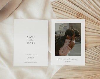 Modern Minimal Save the Date Template, Save The Date With Photo, Editable Save The Date Template, Save The Date, Instant Download | ALI