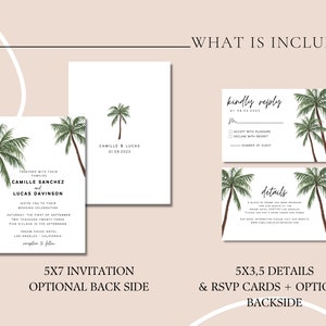 Destination Wedding Invitation, Palm Tree Wedding Invitation Template ...