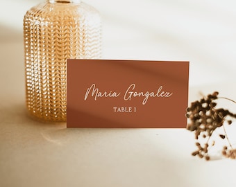 Terracotta wedding place card, Minimalist Place Card, Place card template, Terracotta place card, Terracotta Wedding, boho wedding | TERRAM