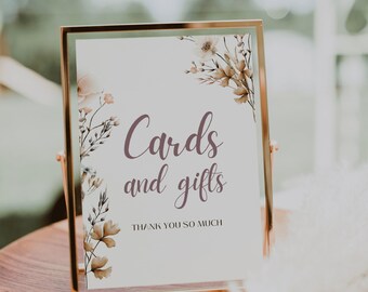 Cards and Gifts Sign Template, Wildflower Bridal Shower Sign, Baby Shower Sign, Cards and Gifts Wedding Sign, Bridal Shower Sign | ZOE