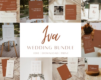 Retro Wedding Bundle, Wedding Template Bundle Editable Printable, Wedding Bundle Invitation, Wedding Bundle Template Download | IVA