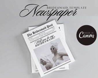 Large Newspaper Wedding Program, Canva Wedding Newspaper Template, Newspaper Club Tabloid Template, Folded Large Wedding Day Newspaper
