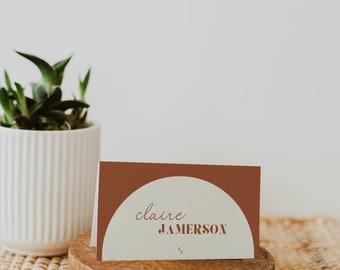 Terracotta wedding place card, Minimalist Place Card, Terracotta place card, Bohemian wedding, Minimalist place card, arch place card |TERCH