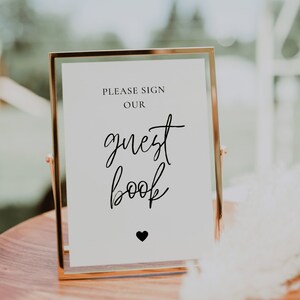 Guest book Sign Template, Minimalist Bridal Shower Sign, Baby Shower Sign, Guest book Wedding Sign, Bridal Shower Sign | ALMA