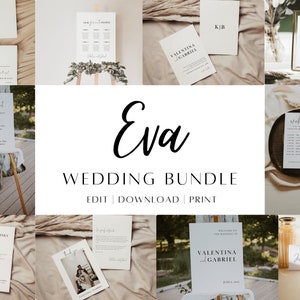 Wedding Reception Bundle Template, Wedding The day of Bundle, Program Place cards Table number Welcome Sign Custom sign | EVA