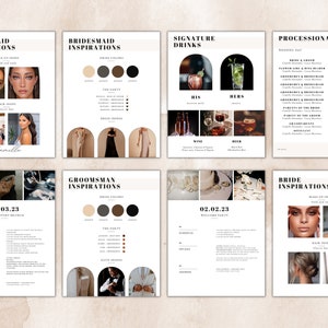 Modelo de itinerário de casamento, planejador de casamento para impressão, modelo de itinerário de casamento Canva, editável para impressão