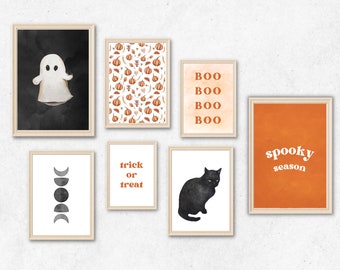 Halloween Art Bundle Set, Halloween Poster Printable Halloween Gallery Wall, Halloween Printable Wall Art, Halloween print | KEN