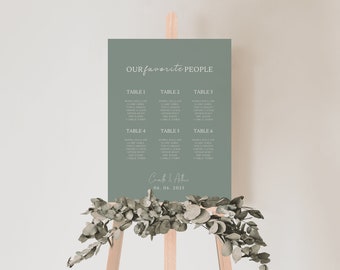 Sage green seating chart, Seating chart Template, Sage green seating chart, Sage green wedding, Boho wedding, minimalist wedding | ALBA