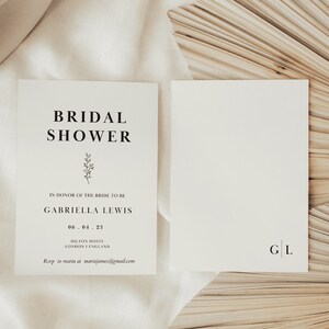 Invitation pour Bridal shower, Invitation bridal shower template, Fête prénuptiale, Mariage bohème, Invitation noire et blanche | MIA