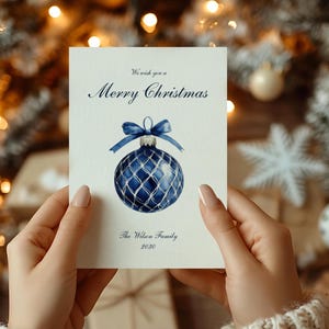Modèle de carte de vœux imprimable, carte de Noël minimaliste, modèle de carte de Noël simple, carte Joyeuses Fêtes, cartede Noël | BLUE