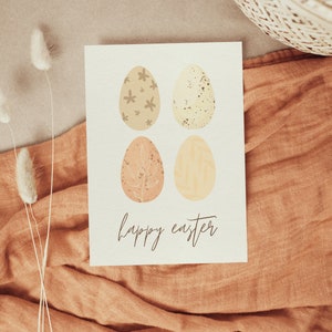Carte Joyeuses Pâques, Carte de Pâques bohème, Cartes de Pâques, Cadeau de Pâques, Carte oeufs Pâques, carte pour la famille, Carte de voeux