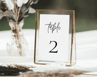 Minimalist Wedding Table Numbers Template, Printable Table Numbers, Wedding Table Numbers Set, Black and White Minimal Table Numbers | ALMA