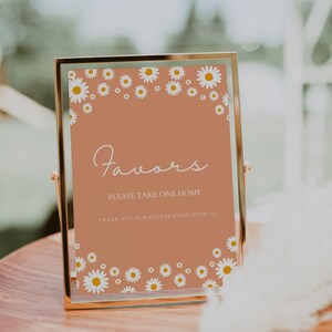 Modèle de signe de faveurs, Bridal shower faveurs, signe bridal shower marguerite, signe Baby shower bohème | ANA