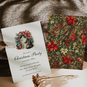 Modèle de carte de fête de Noël vintage imprimable, carte de Noël vintage, modèle de carte de Noël, carte Joyeuses Fêtes, carte Noël | FLO