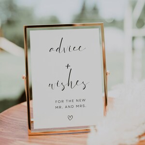 Modèle de carte de conseils modernes pour la mariée et le marié, cartes de conseils de mariage, cartes de conseil mariés et signe | CLARA
