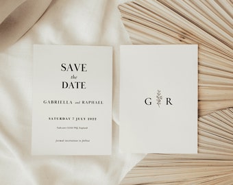 Minimalist save the date, Save the date wedding, Save the date template, Minimalist Wedding, black and white wedding, country wedding | MIA