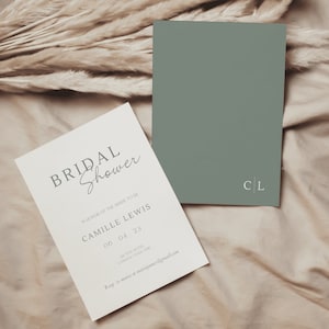 Invitation pour Bridal shower, Invitation bridal shower template, Fête prénuptiale, Mariage bohème, Mariage vert sauge, | ALBA