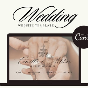 Wedding Website Template, Canva Wedding Website, Aesthetic Wedding Website , Save the date Minimal, Canva Template, Wedding Website
