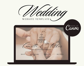 Wedding Website Template, Canva Wedding Website, Aesthetic Wedding Website , Save the date Minimal, Canva Template, Wedding Website