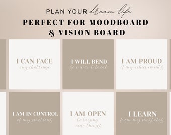 Positives Affirmationskarten-Set, Vision Board-Ausdrucke, Karten für das Gesetz der Anziehung, Manifestations-Kit, Selbstpflege zum Ausdrucken