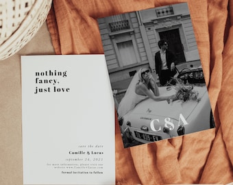 Nothing Fancy Just Love Wedding Invitation, Casual Wedding Invites, Modern Invitation Template, Instant Download | VERO