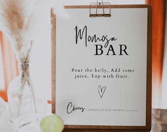 Plantilla de letrero para bar de mimosas, letrero para baby shower, letrero para bebida de autor, plantilla de letrero para bar de mimosas para boda | LEA