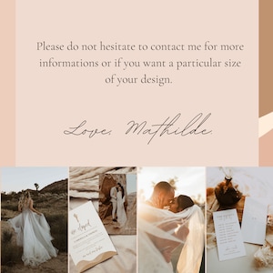 May include: A collage of wedding photos featuring a bride and groom in a desert setting. The photos show the couple kissing, walking hand-in-hand, and holding a wedding invitation with the text "we eloped".