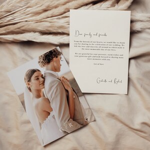 Cartes de remerciement mariage minimaliste, Template carte de remerciement, Carte de remerciement mariage, Mariage noir et blanc | MIA
