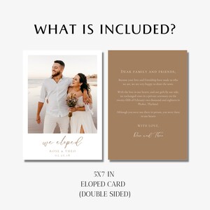 Boho Beige Elopement Announcement Template, We Eloped Card, Wedding announcement card, Minimalist Elopement Card with Photo EMY image 7
