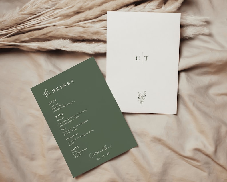 Sage Green Wedding Menu Template Dinner Menu Template Sage Etsy