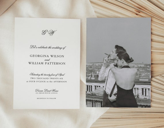 Modern Minimalist Wedding Invitation, Modern Script Wedding