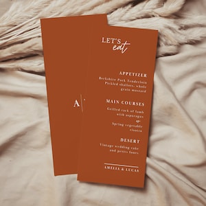 Menu mariage minimaliste orange template, menu diner template, menu dîner orange, menu template, mariage orange, mariage minimaliste, ROMA