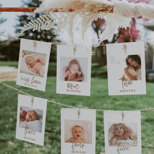 Collage de photos premier anniversaire bohème, bannière de photo de 12 mois, cadre de première année de bébé, modèle personnalisé | DEA